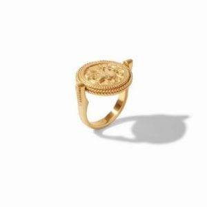 Julie Vos 24kt Yellow Gold Plate Coin Revolving Ring, Size 7