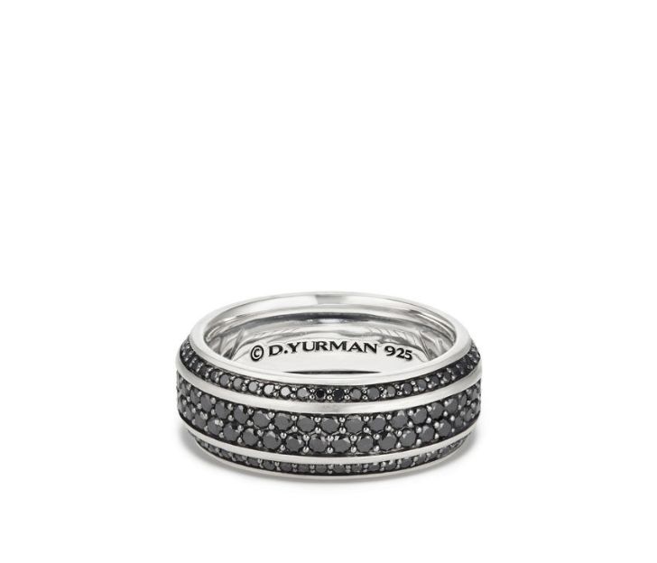 David Yurman Streamline Pave Band Ring with Black Diamonds, Size 9