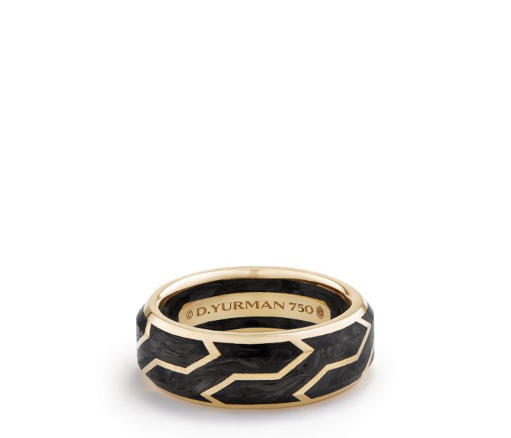 David Yurman Forged Carbon Band Ring in 18K Gold, 8.5mm, Size 10