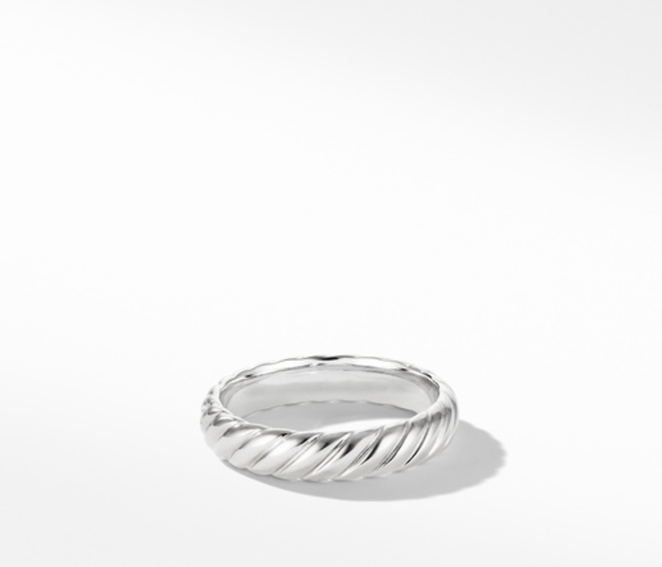 David Yurman Cable Band Ring in 18K White Gold, Size 8