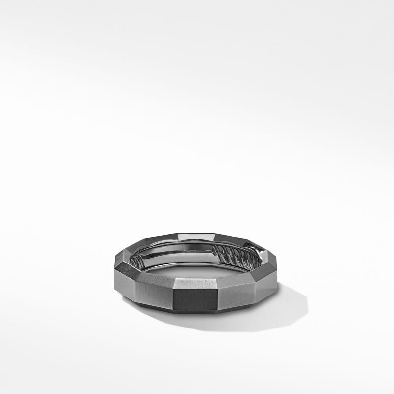 David Yurman Faceted Band Ring in Grey Titanium, Size 10