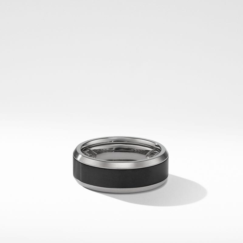 David Yurman Beveled Band Ring in Grey Titanium with Black Titanium, Size 10