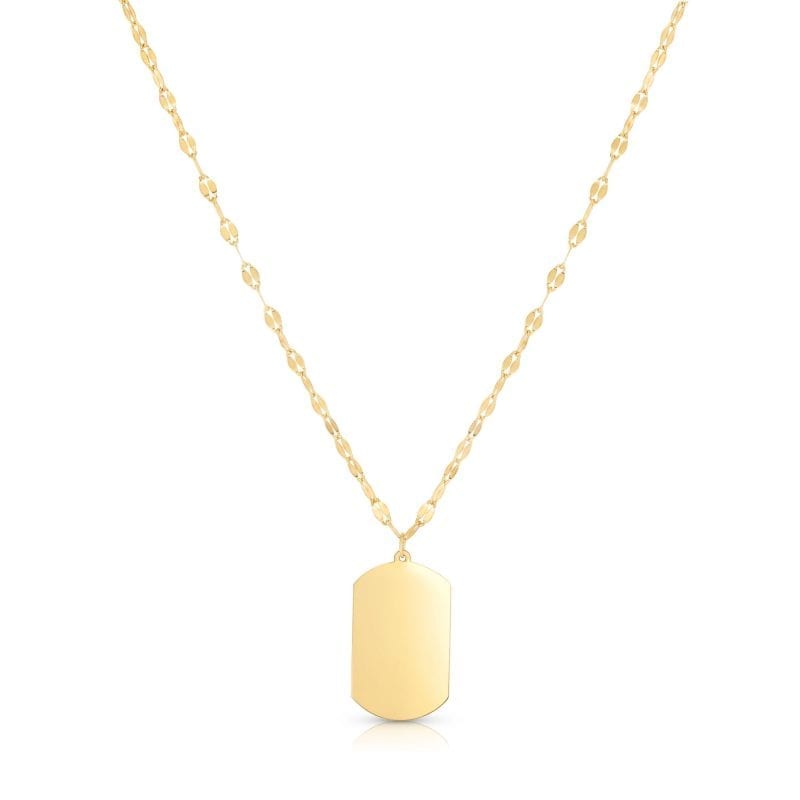 Dog Tag Pendant Necklace in 14k Yellow Gold