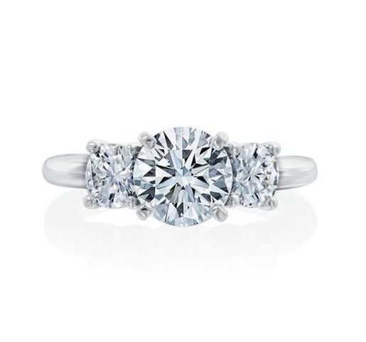 Three Stone Engagement Ring with Round Side Stones