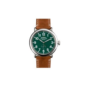 Front view of the Shinola Runwell 47mm Green Dial Men's Watch
