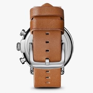 Shinola Runwell Chronograph 47mm Watch with Black Dial and Brown Leather Strap