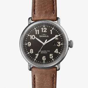 Shinola 'The Runwell' Grey Dial Leather Strap Men's Watch