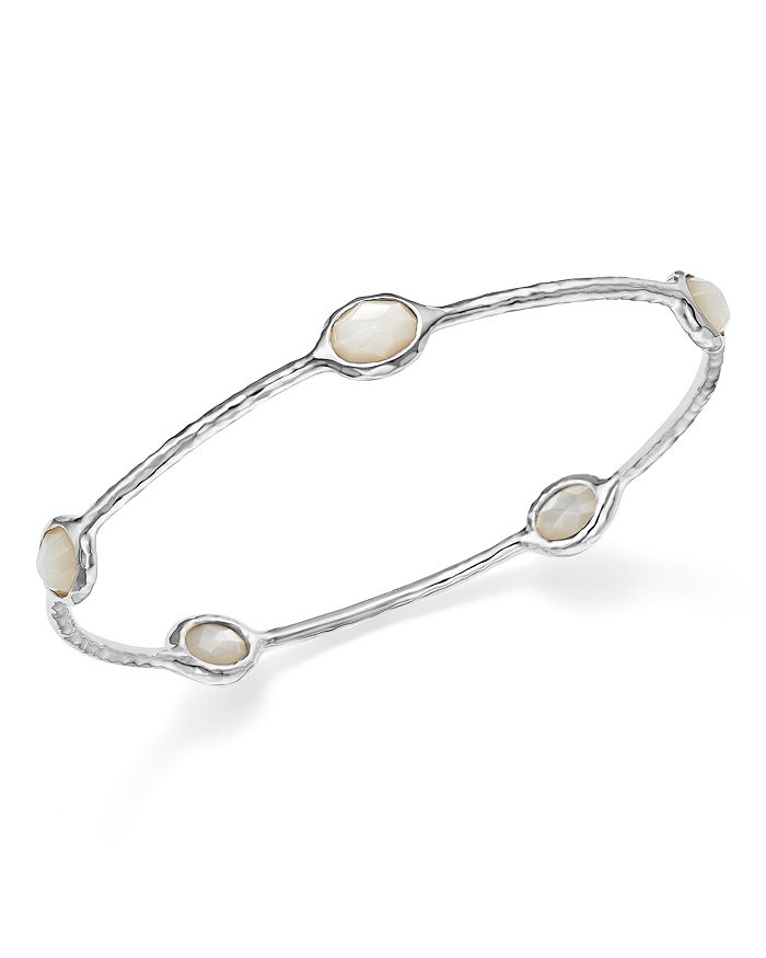 Ippolita Sterling Silver Rock Candy 5-Stone Bangle Bracelet in Mother of Pearl