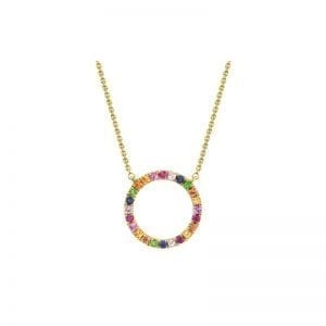 Bailey’s Goldmark Collection Rainbow Circle Pendant Necklace in 14k Yellow Gold Necklaces & Pendants Bailey's Fine Jewelry
