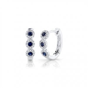 Sapphire and Diamond Huggie Hoop Earrings Earrings Bailey's Fine Jewelry