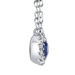 Bailey's Icon Collection Sapphire and Pave Diamond Pendant Necklace in 14kt White Gold