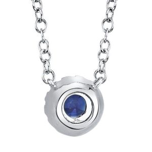 Bailey's Icon Collection Sapphire and Pave Diamond Pendant Necklace in 14kt White Gold
