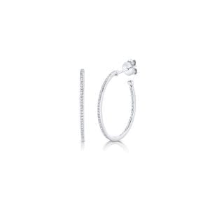 Oval Diamond Hoops in 14kt White Gold Hoop Earrings Bailey's Fine Jewelry