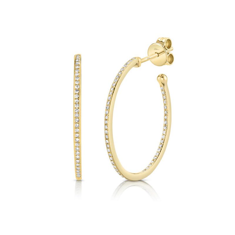 Oval Diamond Hoops in 14kt Yellow Gold
