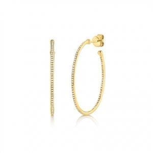 Oval Diamond Hoops in 14kt Yellow Gold Hoop Earrings Bailey's Fine Jewelry