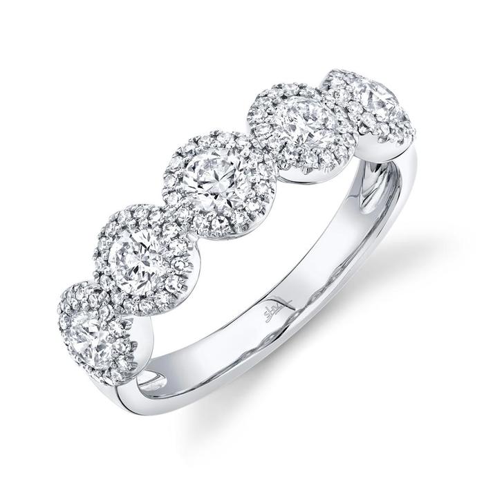 Diamond Halos Ring in 14k White Gold