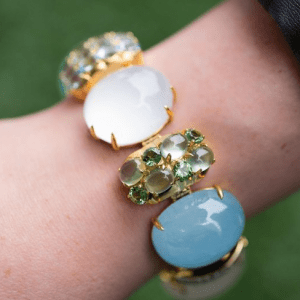 blue stone bracelet on wrist