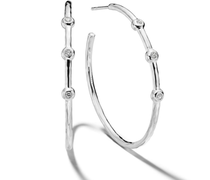 Ippolita Stardust Hammered Hoop Earrings in Sterling Silver with ...