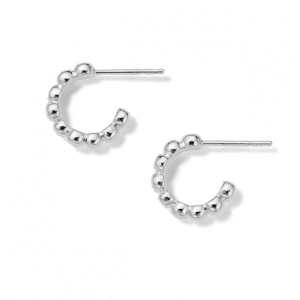 Ippolita Stardust Mini Huggie Hoop Earrings in Sterling Silver with Diamonds