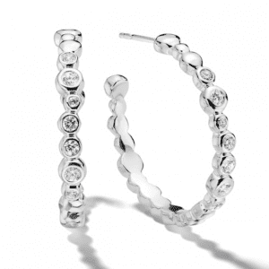 Ippolita Stardust Hoops in Sterling Silver with Diamonds