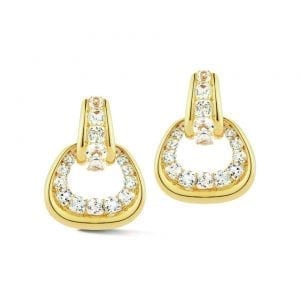 Seaman Schepps Madison Hoop Earrings and Madison Buckle Drops with White Quartz in 18kt Yellow Gold Earrings Bailey's Fine Jewelry
