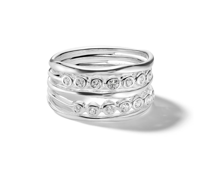 Ippolita Stardust Five Band Twilight Ring in Sterling Silver with Diamonds