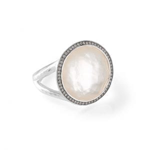 Ippolita Sterling Silver Stella Lollipop Ring in Mother-of-Pearl Doublet with Diamonds