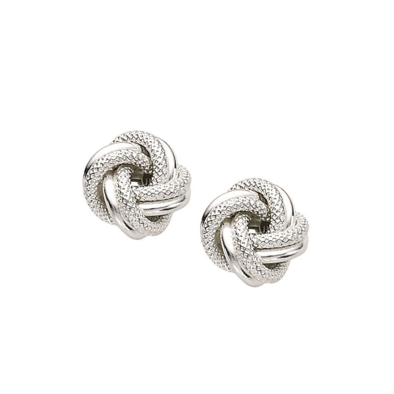 Sterling Silver Medium Textured Knot Earrings
