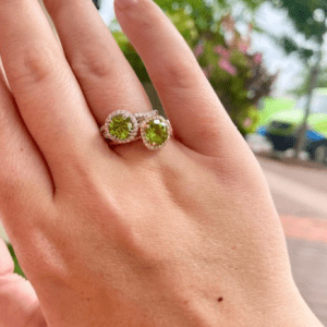 2 green stone rings on model