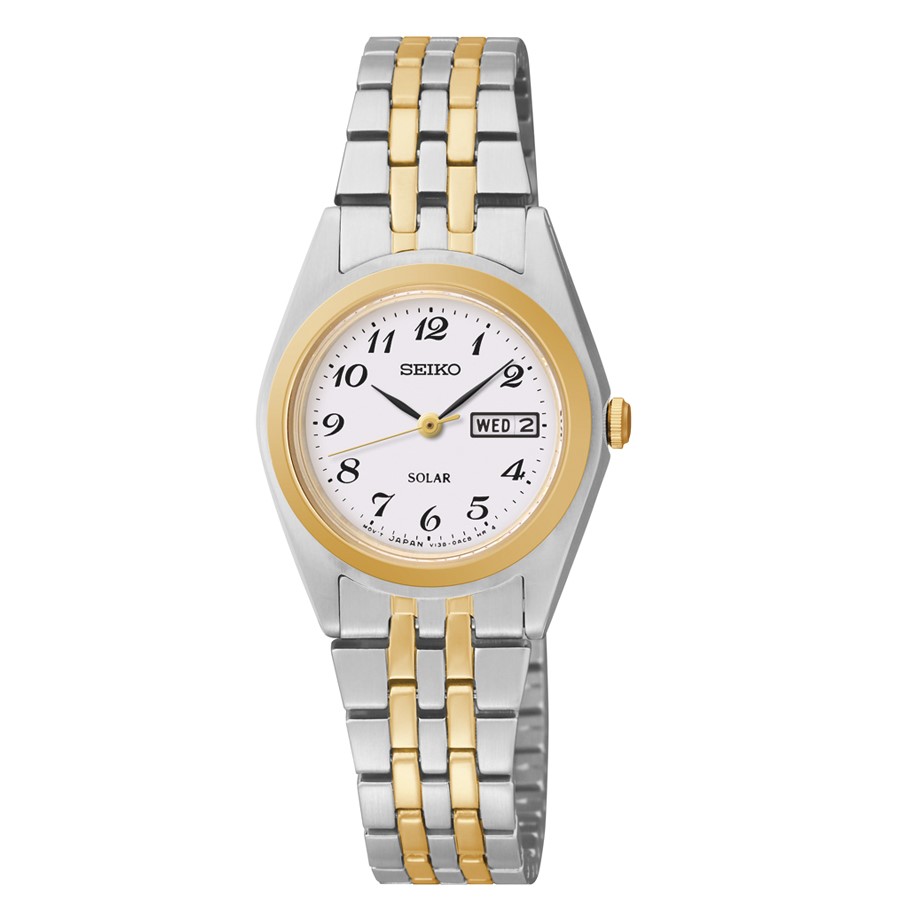 Seiko Solar White Dial Two-Tone 25mm Watch – Bailey's Fine Jewelry