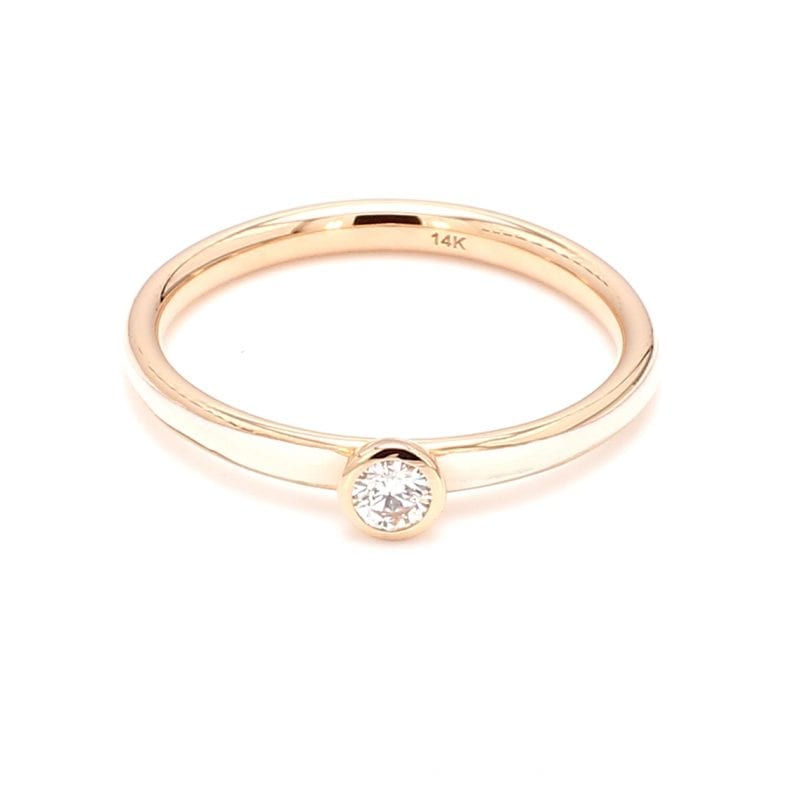 Diamond Enamel Ring in 14k Rose Gold, Size 6.5