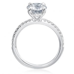 Diamond Oval Engagement RIng on white background