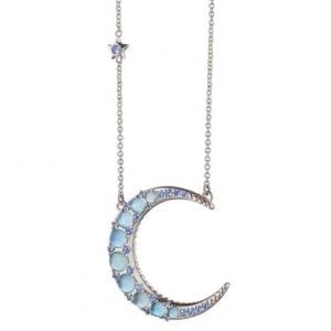 Monica Rich Kosann Blue Topaz Cresent Moon Necklace in Sterling Silver