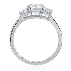 three stone emerald cut engagement ring