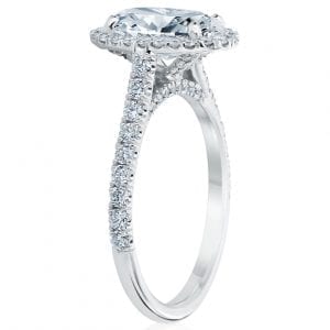 Oval Diamond Halo Engagement Ring Setting with Diamond Undergallery