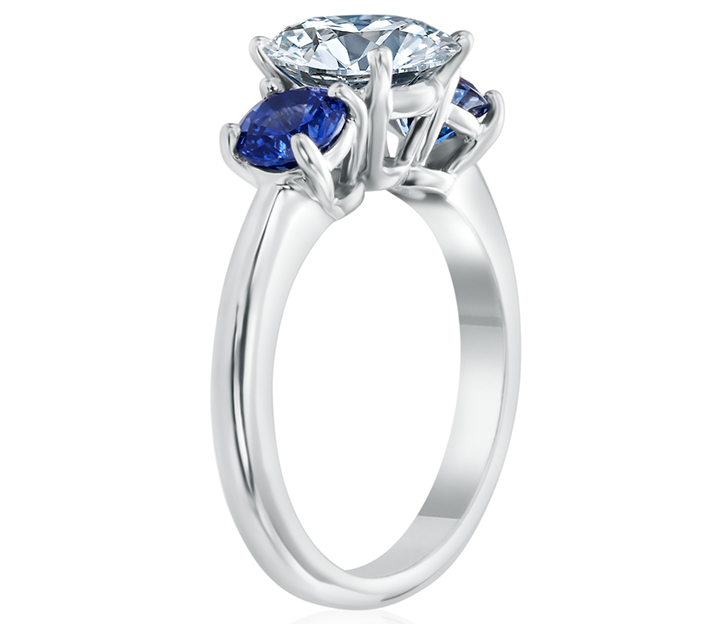 Round Moissanite Lucida 3 Stone Wedding Ring Set | Fascinating Diamonds