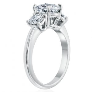 Three Stone Engagement Ring with Round Side Stones