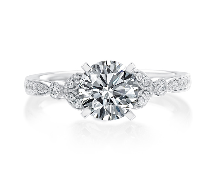 Round Floral Engagement Ring Setting