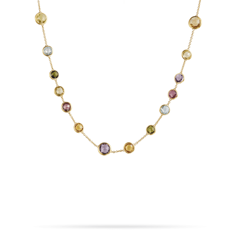 Marco Bicego Jaipur Mixed Gemstones Small Bead Necklace in 18kt Yellow Gold
