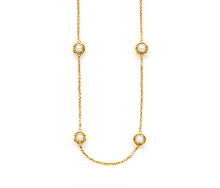 Julie Vos 24kt Gold Plate Loire Station Necklace with Pearl, 35'