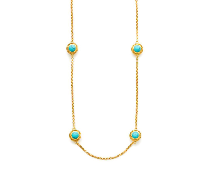Julie Vos 24kt Gold Plate Loire Station Necklace with Turquoise, 35'