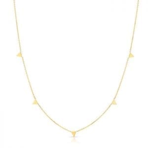 Mini Triangle Station Necklace in 14kt Yellow Gold