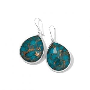 Ippolita Wonderland Sterling Silver Large Teardrop Earrings in Bronze Turquoise Earrings Bailey's Fine Jewelry