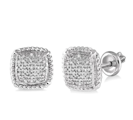 Bailey's Sterling Collection Diamond Cushion Stud Earrings