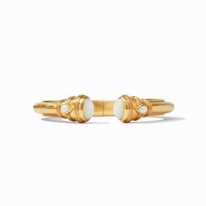 Julie Vos 24k Yellow Gold Plate Cassis Demi Hinge Cuff Bracelet in Mother-of-Pearl