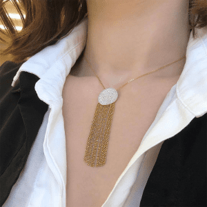 Phillips House Large Infinty Tassel Necklace with Diamonds in 14kt Yellow Gold
