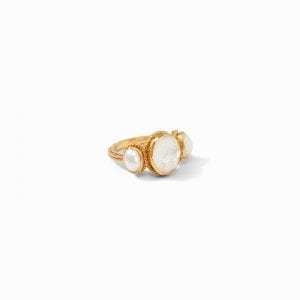 Julie Vos 24k Yellow Gold Plate Calypso Ring in Iridescent Clear Crystal
