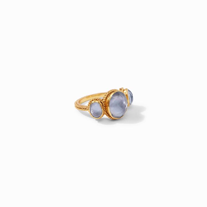 Julie Vos 24k Yellow Gold Plate Calypso Ring in Iridescent Slate Blue