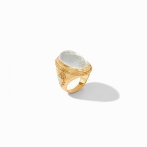 Julie Vos 24k Yellow Gold Plate Cassie Statement Ring in Iridescent Clear Crystal