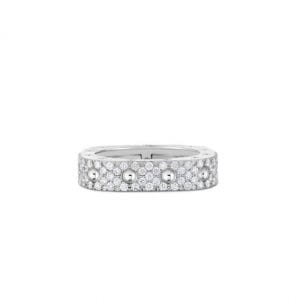 Roberto Coin 18k White Gold 1 Row Square Ring with Diamonds